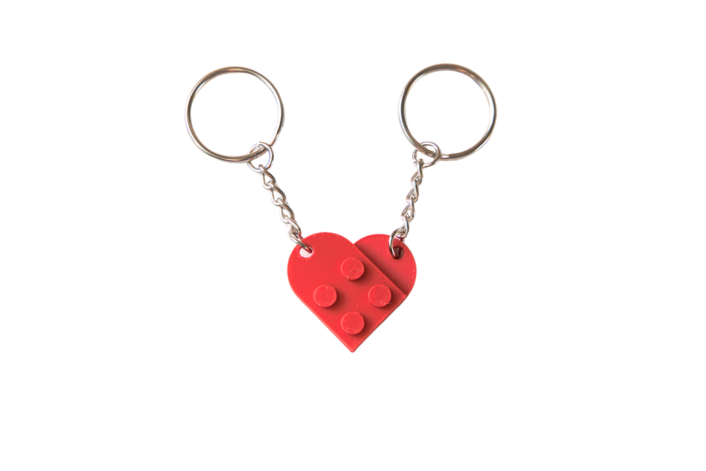 Red Heart-Shaped Interlocking Keychain