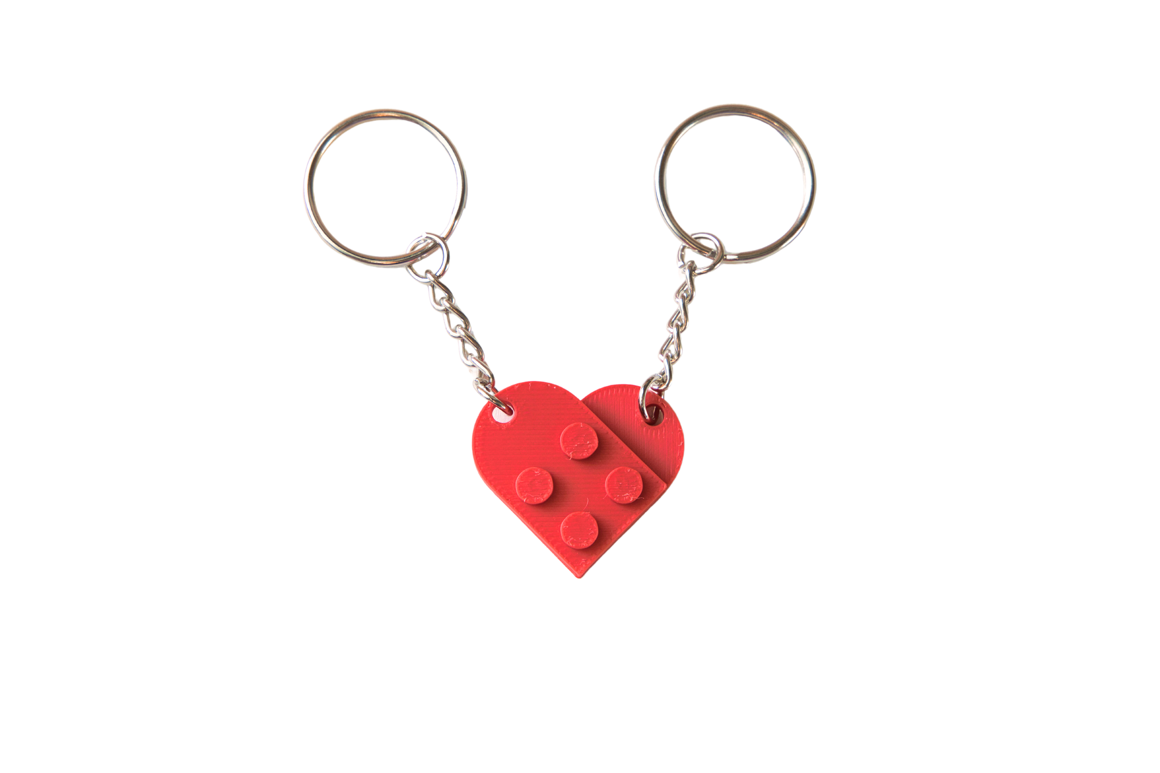 Red Heart-Shaped Interlocking Keychain