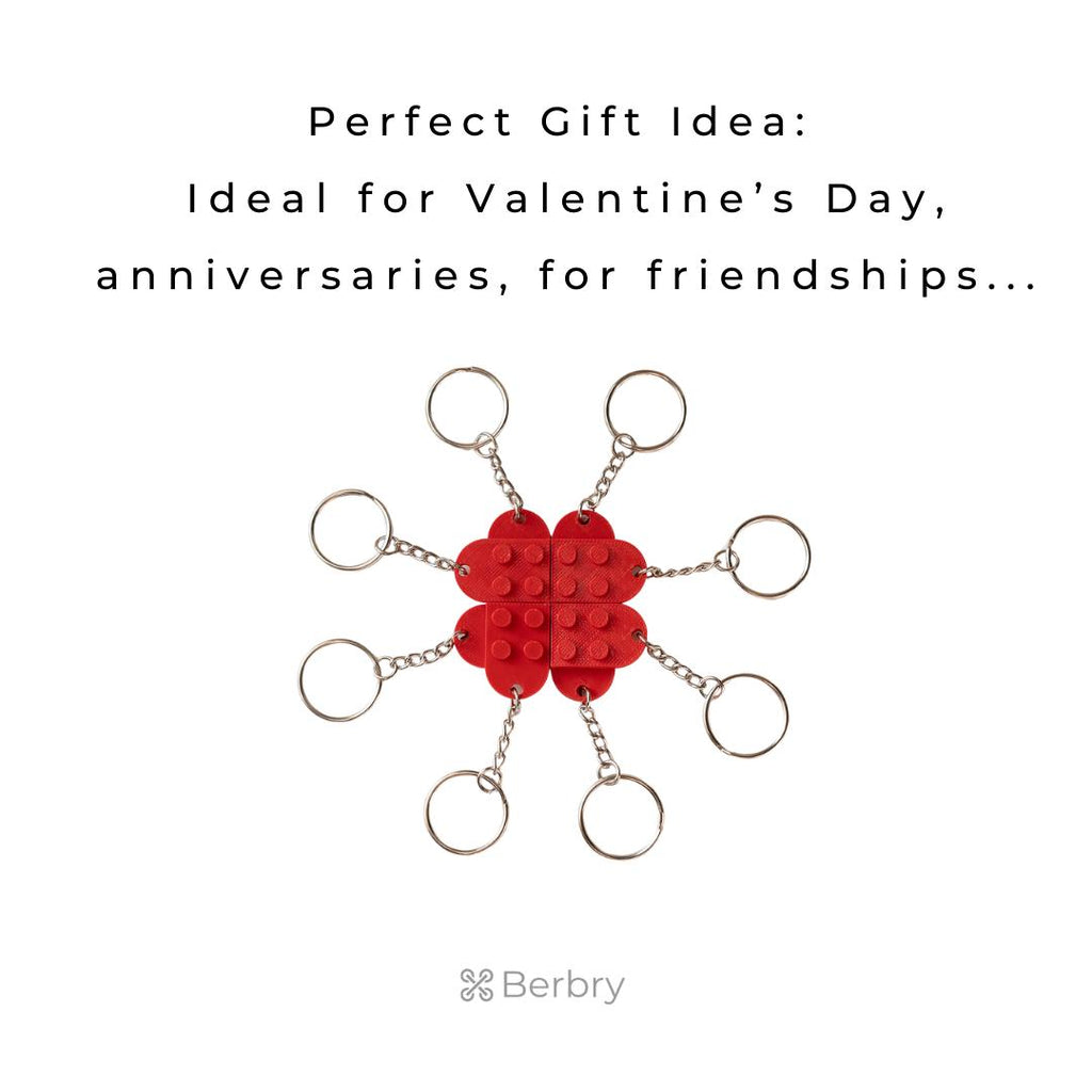 Red Heart-Shaped Interlocking Keychain