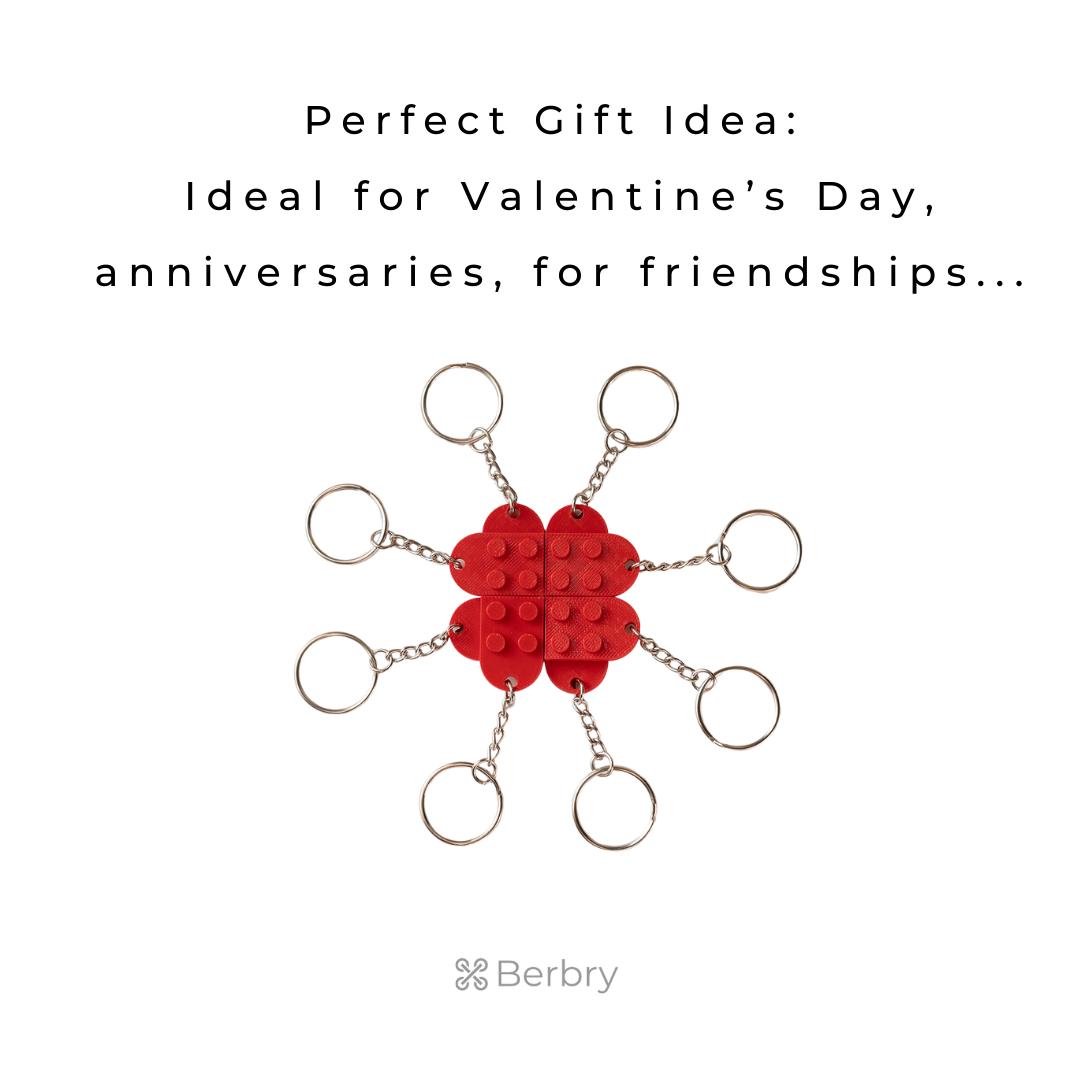 Red Heart-Shaped Interlocking Keychain